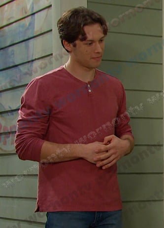 Tate’s red henley shirt on Days of our Lives