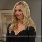 Theresa’s black sweetheart sheath dress on Days of our Lives