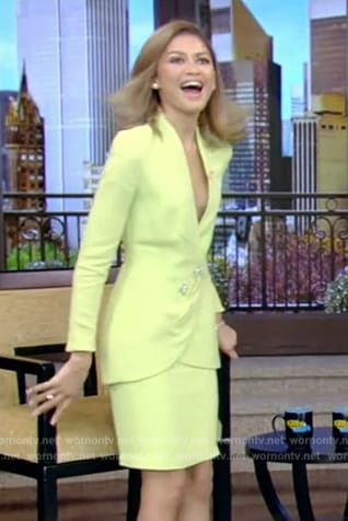 Zendaya’s lime blazer and skirt on Live with Kelly and Mark