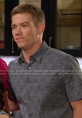Tripp’s black printed short sleeve shirt on Days of our Lives