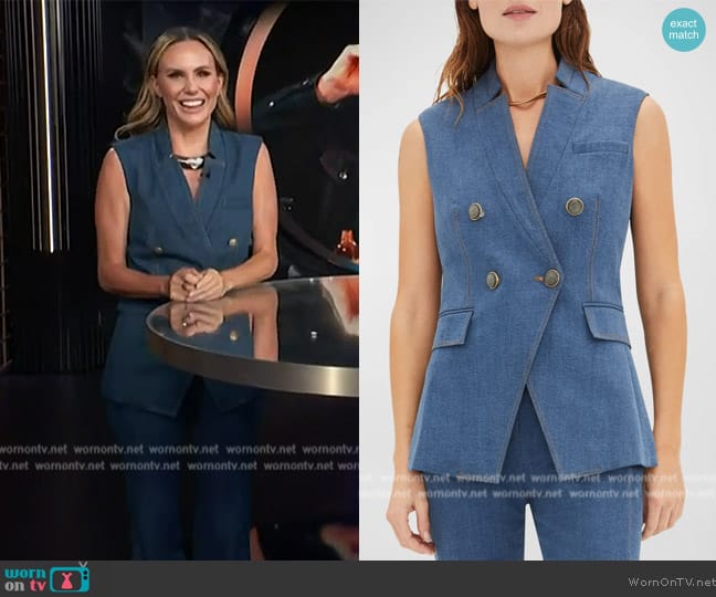 Veronica Beard Amika Tailored Denim Vest worn by Keltie Knight on E! News
