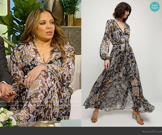 Veronica Beard Elvita Brushstroke Maxi Dress worn by Luna Lauren Velez on Tamron Hall Show