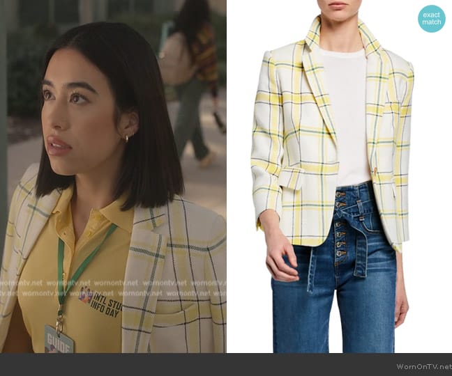 Veronica Beard Schoolboy Shrunken Plaid Jacket worn by (Jade Bender) on Grown-ish