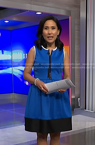 Vicky’s blue colorblock zip front dress on NBC News Daily