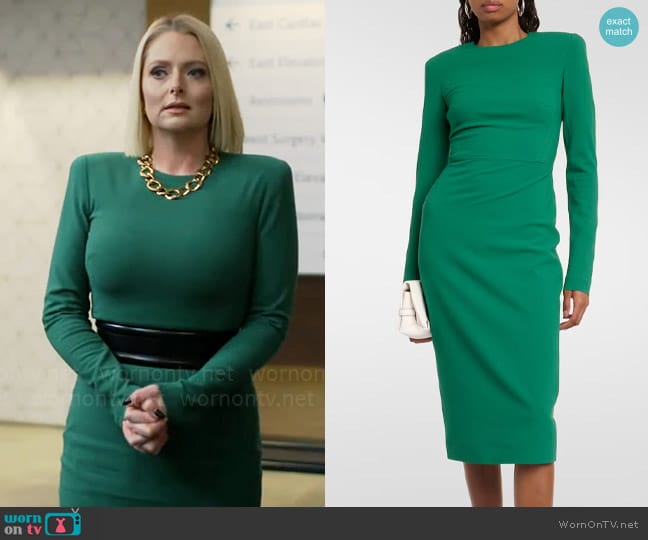 Victoria Beckham Wool-blend midi dress worn by Lexi (Lauren Ash) on Not Dead Yet