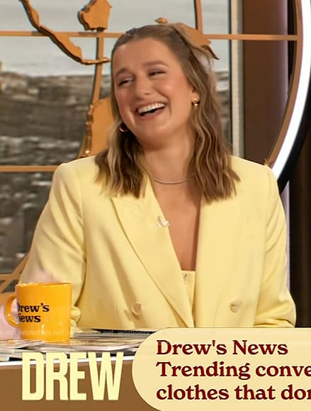 Victoria Garrick Browne’s yellow blazer on The Drew Barrymore Show
