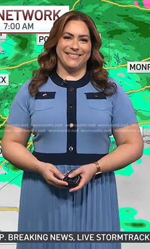Violeta Yas’s blue button detail knit dress on Today