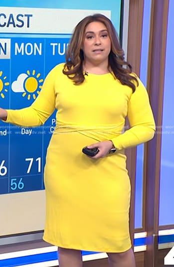 Violeta Yas’s yellow twist waist dress on NBC News Daily
