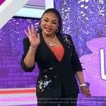 Vivica A. Fox’s black sequin flower blazer and pants on Today