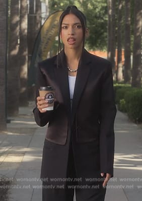 Zaara’s black back cutout blazer on Grown-ish