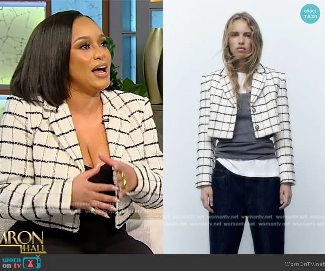 Zara Plaid Cropped Blazer worn by Tahiry Jose on Tamron Hall Show