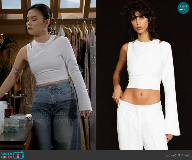 Zara Cut out crop top worn by Luna (Lisa Yamada) on The Bold and the Beautiful