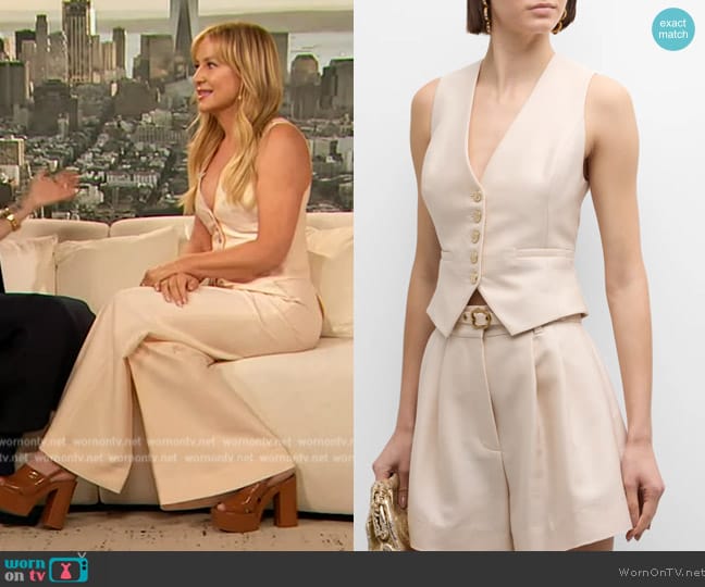 Zimmermann Natura Wool & Silk Vest worn by Jessica Capshaw on The Drew Barrymore Show