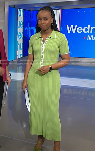 Zinhle’s green ribbed polo dress on NBC News Daily