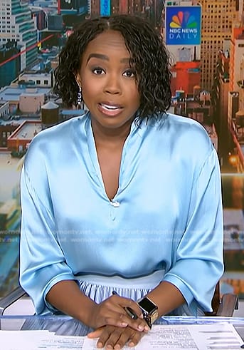 Zinhle’s light blue satin blouse on NBC News Daily