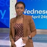 Zinhle’s pink striped dress and brown blazer on NBC News Daily