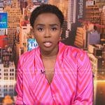 Zinhle’s pink striped wrap blouse on NBC News Daily