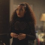 Zoey’s black crochet knit maxi dress on Grown-ish