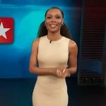 Zuri’s beige fringe dress on Access Hollywood