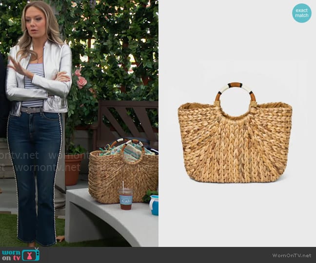 A New Day Straw Circle Handle Tote Handbag worn by Abby Newman (Melissa Ordway) on The Young and the Restless