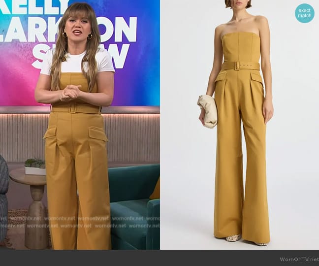 A.L.C. Presley Belted Cotton Strapless Jumpsuit worn by Kelly Clarkson on The Kelly Clarkson Show