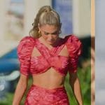 Ali’s red floral print crop top and mini skirt on Selling the OC