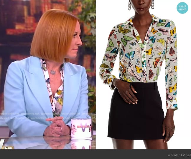 Alice + Olivia Eloise Butterfly Button Down Blouse worn by Jes Psaki on The View
