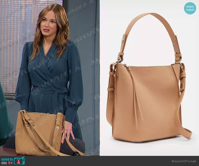 All Saints Kita Leather Crossbody Bag worn by Stephanie Johnson (Abigail Klein) on Days of our Lives