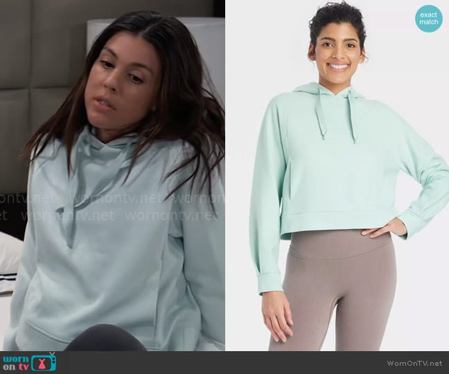 All in Motion Cozy Rib Hoodie in Mint Green worn by Kristina Corinthos-Davis (Kate Mansi) on General Hospital