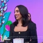 Annabelle DeGrazio’s black dress with gold buttons on Good Morning America