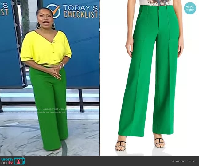 Aqua Wide Leg Pants in Green worn by Sheinelle Jones on Today