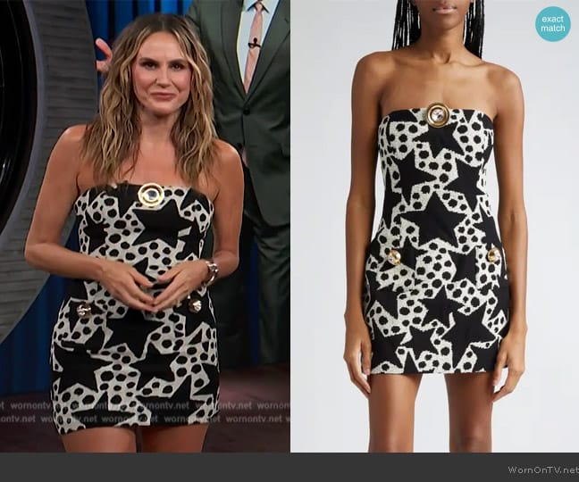 Area Crystal Medallion Strapless Mini Dress worn by Keltie Knight on E! News
