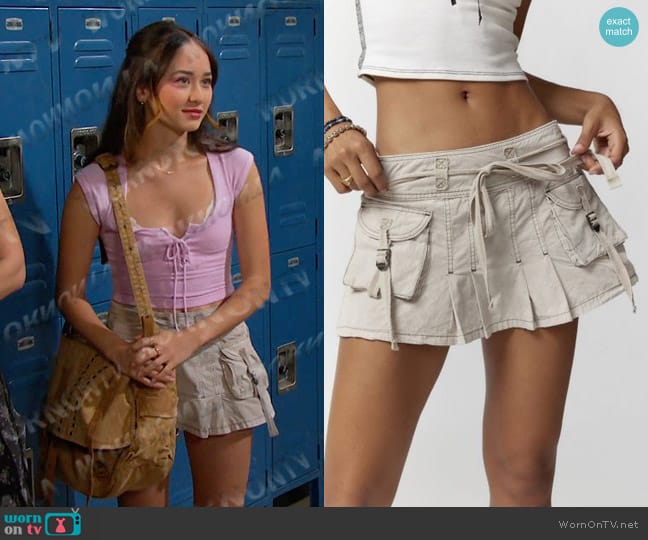 BDG Cargo Kilt Mini Skirt worn by Sophia Choi (Madelyn Kientz) on Days of our Lives