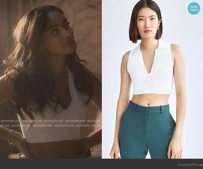 Babaton Sculpt?Knit Polo Top worn by Kiela (Daniella Perkins) on Grown-ish