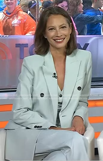 Christy Turlington’s blue double breasted blazer and pants on Today