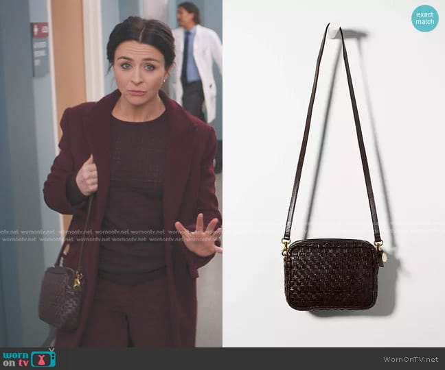 Clare V. Midi Sac Leather Crossbody Bag in Brown worn by Amelia Shepherd (Caterina Scorsone) on Greys Anatomy