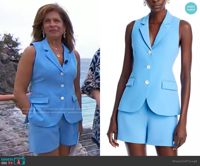 Derek Lam 10 Crosby Theodora Notch Collar Vest in Azure worn by Hoda Kotb on Today