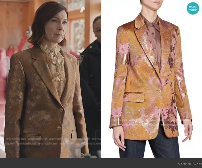 Dries Van Noten Blanchet Single-Breasted Jacquard Jacket worn by Elsbeth Tascioni (Carrie Preston) on Elsbeth