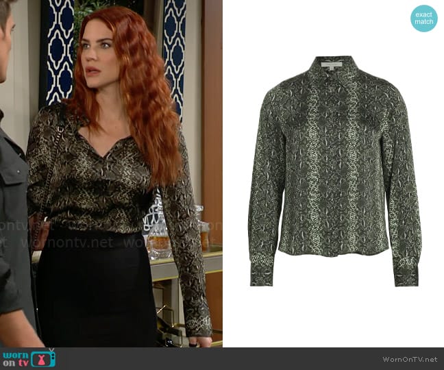 Favorite Daughter The Take Me Seriously Top in Serpiente worn by Sally Spectra (Courtney Hope) on The Young and the Restless