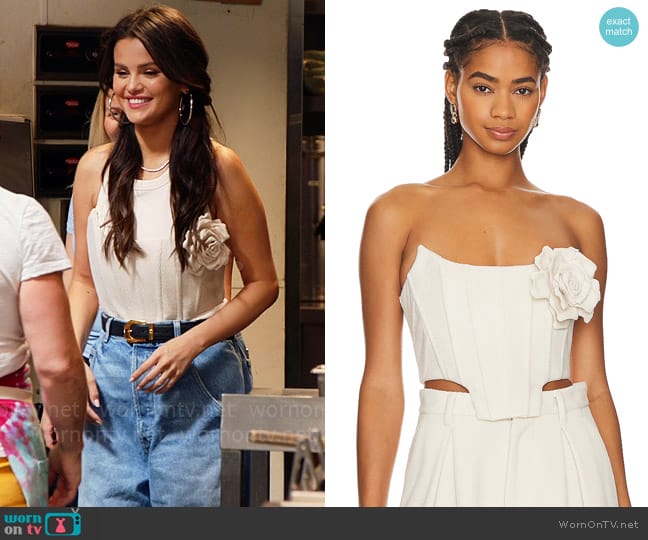 Giuseppe di Morabito Bustier With Rose worn by Selena Gomez on Selena + Restaurant