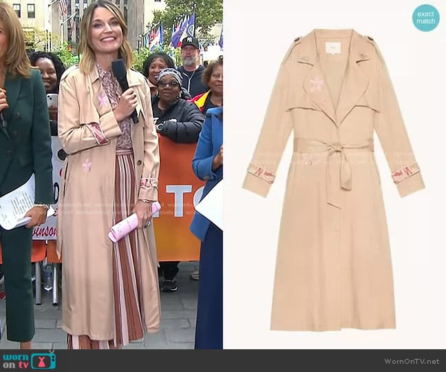 Maje Glorie Embroidered Trench Coat worn by Savannah Guthrie on Today