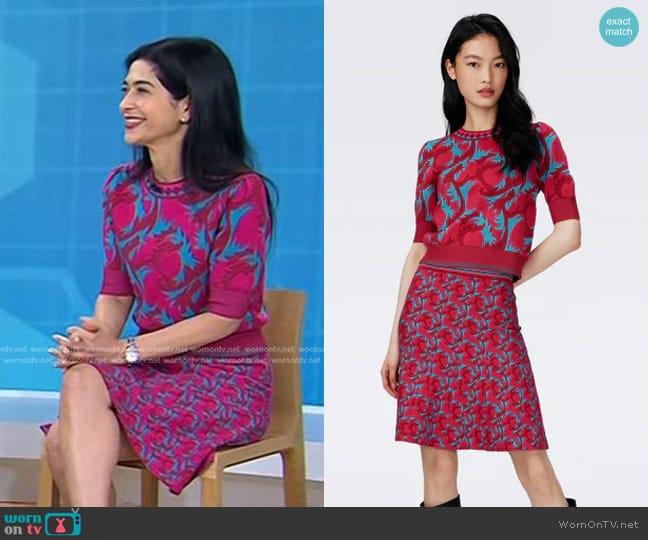 Diane von Furstenberg Hudson Knit Jacquard Sweater in Dragon Jade worn by Dr. Taraneh Shirazian on Today