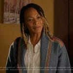 Juanita’s blue stitched jacket on 9-1-1