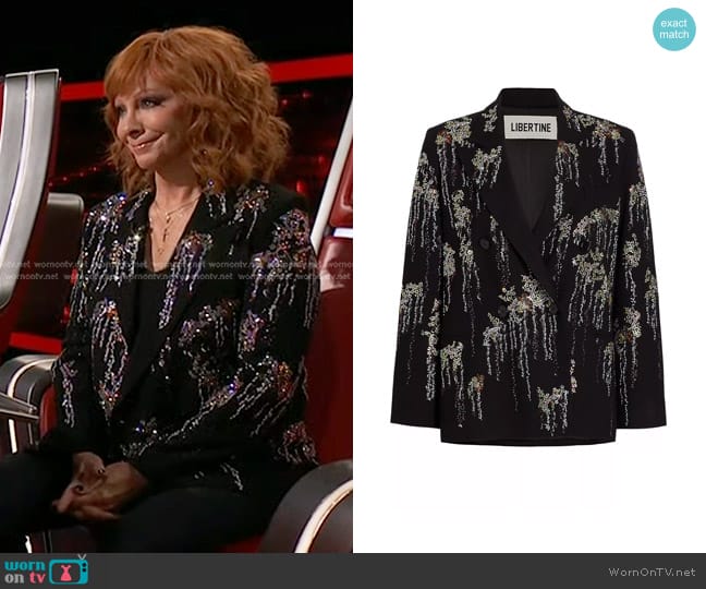 Libertine Fireworks Wool Double-Breasted Jacket worn by Reba McEntire on The Voice