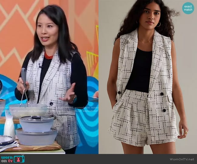 Maeve Tweed Vest worn by Steph Chen on Good Morning America
