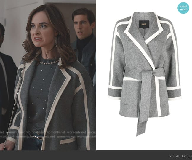 Maje Belted wool-blend coat worn by (Audrey Corsa) on Elsbeth
