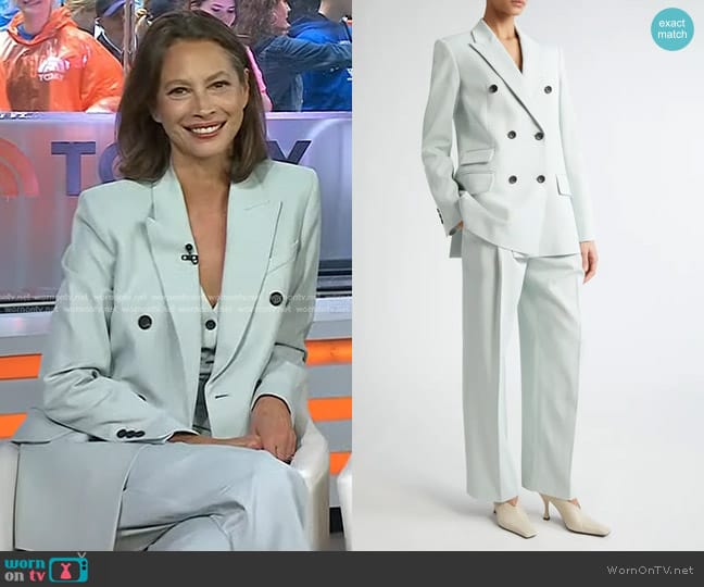 Maria McManus Billiet Double Breasted Twill Blazer in Seaglass worn by Christy Turlington on Today