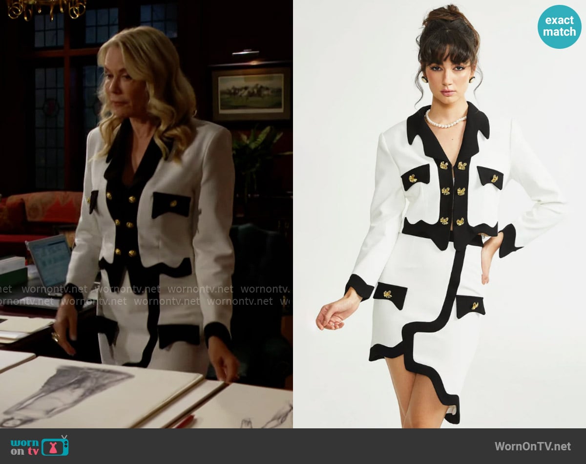 Miss Rosier Florianne jacket amp skirt matching set worn by Brooke Logan (Katherine Kelly Lang) on The Bold and the Beautiful