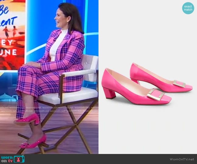 Roger Vivier Belle Metal Buckle Pumps worn by Carley Fortune on Good Morning America