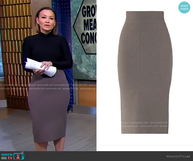 Scanlan Theodore Knit Crepe Pencil Skirt worn by Eva Pilgrim on Good Morning America
